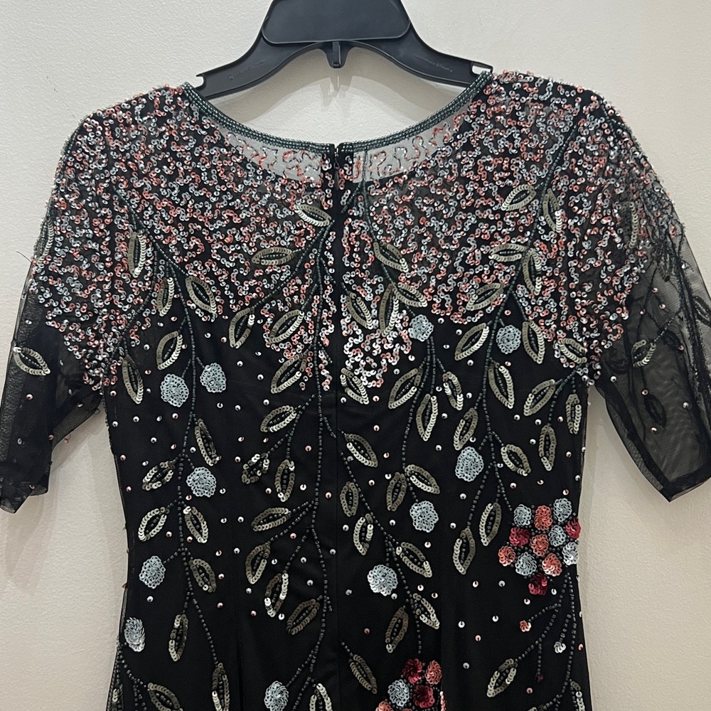 Adrianna Papell Black and Red Embellished short sleeves Midi Dress - Picture 7 of 9